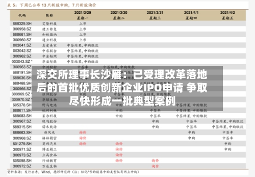 深交所理事长沙雁：已受理改革落地后的首批优质创新企业IPO申请 争取尽快形成一批典型案例-第2张图片