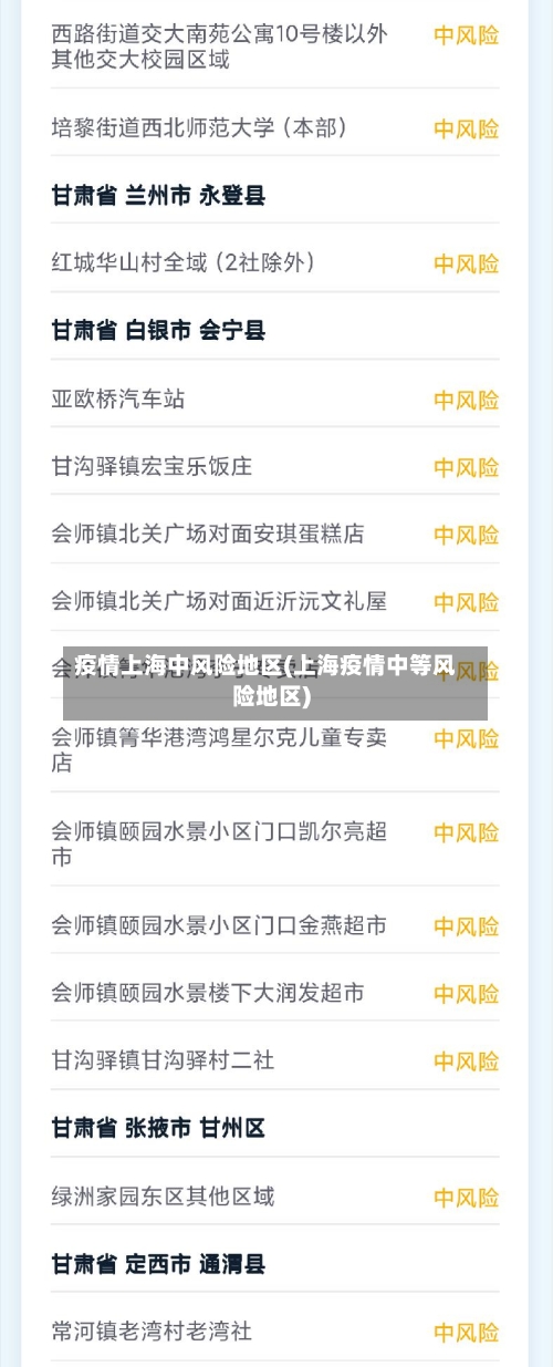 疫情上海中风险地区(上海疫情中等风险地区)